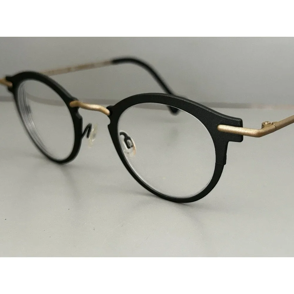 Anne & Valentin Titanium Japan Eyeglasses Frames HOOP BC78 Charcoal & Gold Tone